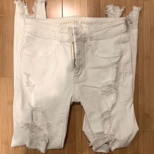 American Eagle Ripped White Skinny Jeans